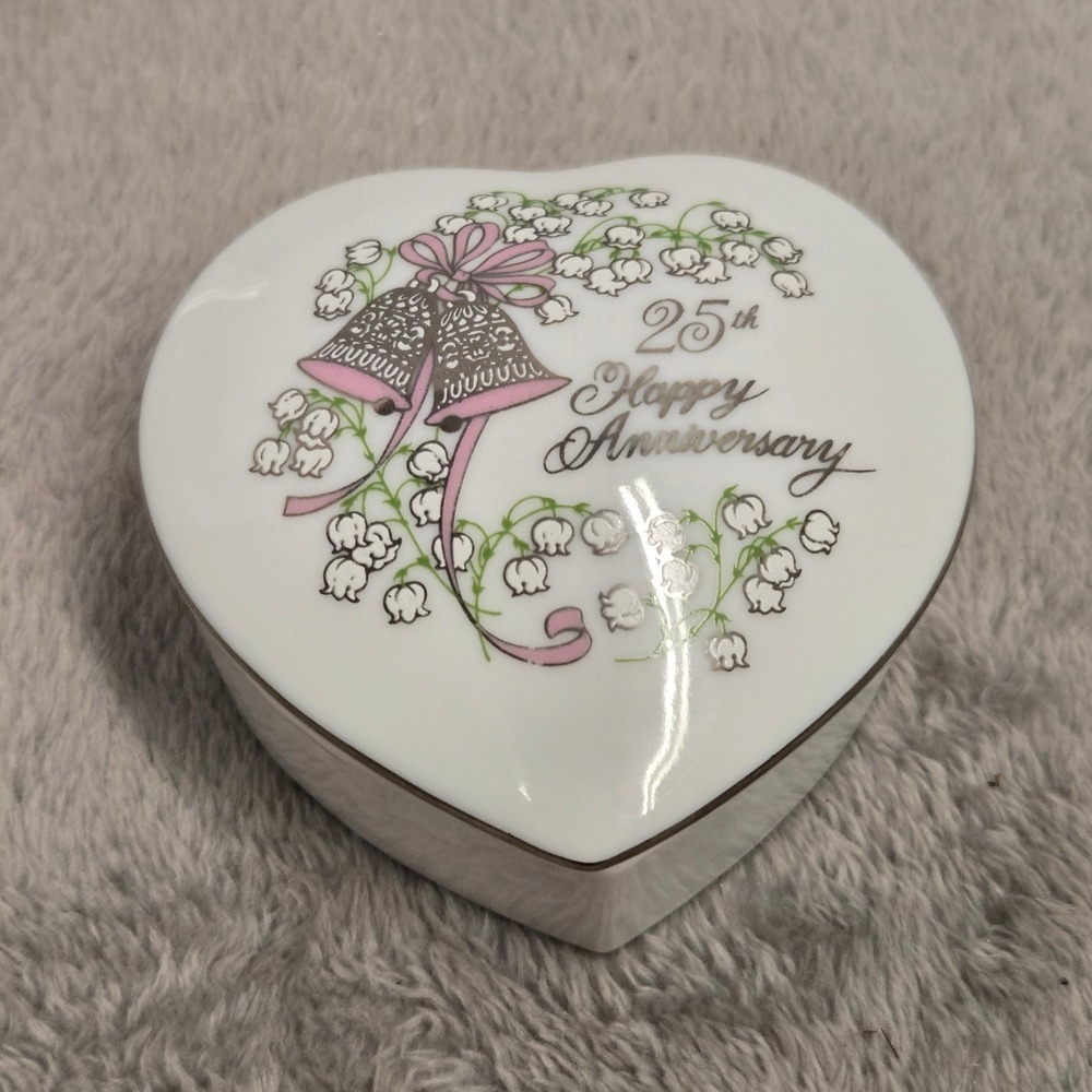 George Good 25th Happy Anniversary Heart Trinket Box Lily of the Valley Japan